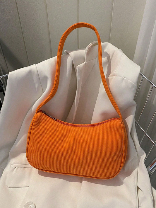 1pc Solid Color Corduroy Zipper Crossbody Bag, Perfect Accessory For Women's Autumn Outfits, Ideal For Valentine's Day