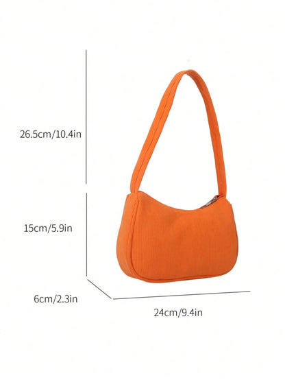 1pc Solid Color Corduroy Zipper Crossbody Bag, Perfect Accessory For Women's Autumn Outfits, Ideal For Valentine's Day