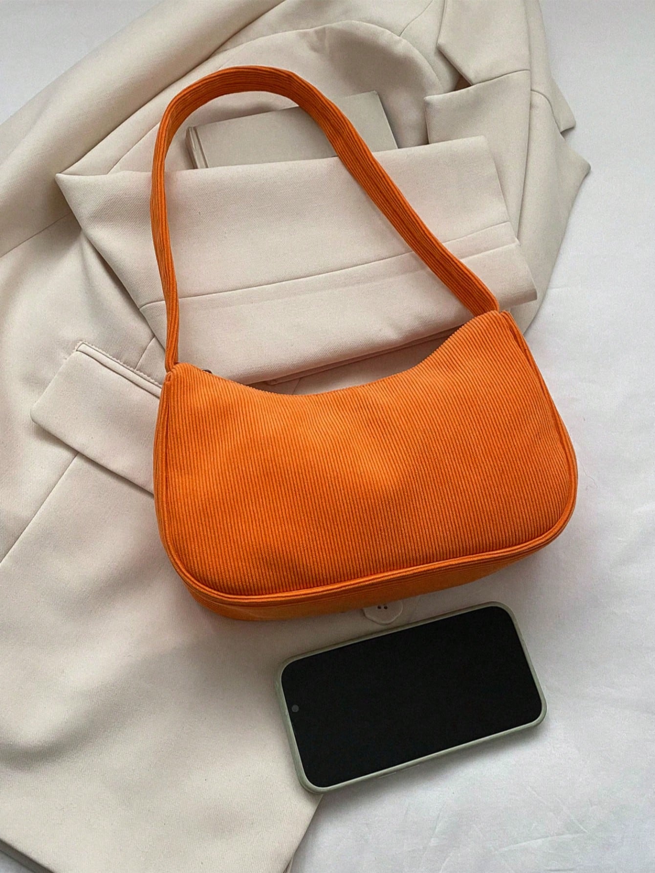 1pc Solid Color Corduroy Zipper Crossbody Bag, Perfect Accessory For Women's Autumn Outfits, Ideal For Valentine's Day