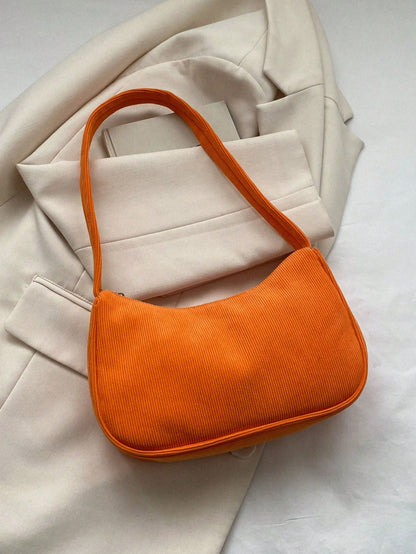 1pc Solid Color Corduroy Zipper Crossbody Bag, Perfect Accessory For Women's Autumn Outfits, Ideal For Valentine's Day
