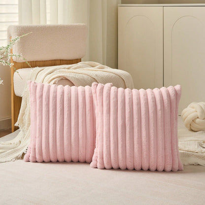 1pc Solid Color Faux Rabbit Fur Pillowcase, Square Cushion Cover, Holiday Home Decor Pillow, Soft And Comfortable Faux Rabbit Fur Fabric, Modern Decorative Sofa, Home Bedroom, Dorm Use