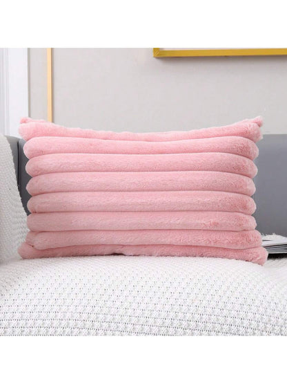 1pc Solid Color Faux Rabbit Fur Pillowcase, Square Cushion Cover, Holiday Home Decor Pillow, Soft And Comfortable Faux Rabbit Fur Fabric, Modern Decorative Sofa, Home Bedroom, Dorm Use
