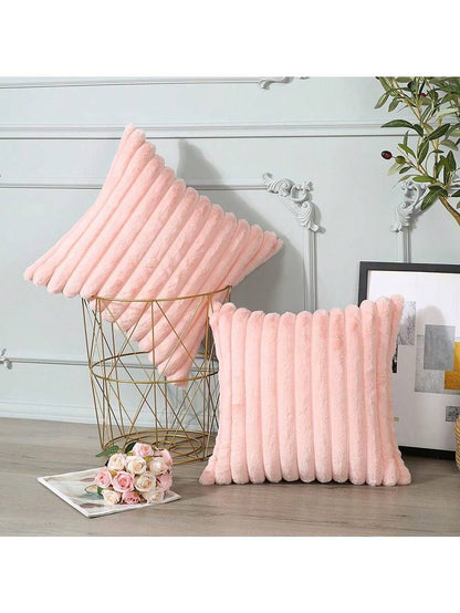 1pc Solid Color Faux Rabbit Fur Pillowcase, Square Cushion Cover, Holiday Home Decor Pillow, Soft And Comfortable Faux Rabbit Fur Fabric, Modern Decorative Sofa, Home Bedroom, Dorm Use