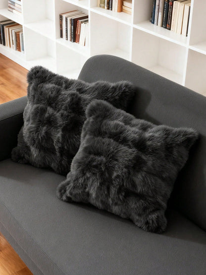 1pc Solid Color Fluffy Pillowcase, Multiple Colors Available, Velvet Material, Zipper Closure, Suitable For Sofa And Bed, Pillow Insert Not Included, Size: 12x20/16x16/18x18 Inches, Machine Washable