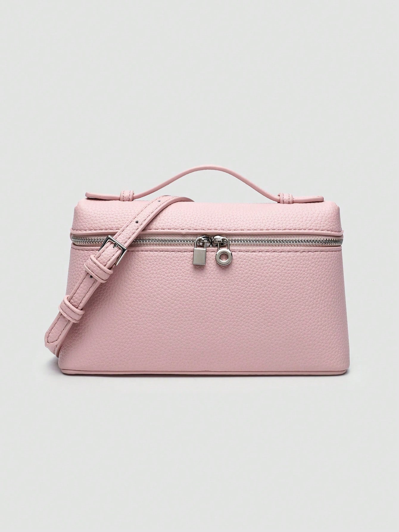 1pc Solid Color Litchi Grain PU Square Shoulder Bag, Small Handbag For Women, Suitable For Daily Fashion Matching, Outings, Shopping,  Pink, Clean Girl Aesthetic
