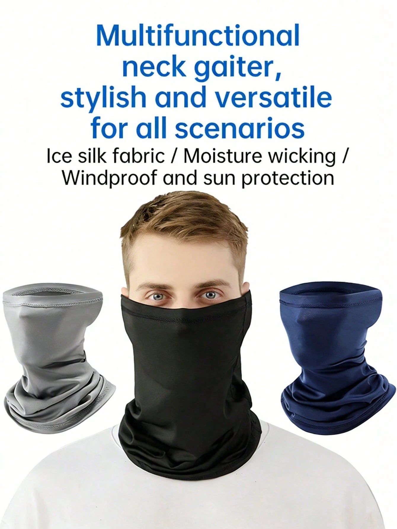1pc Solid Color Neck Gaiter, Cycling Mask, All-Season Tactical Solid Color Breathable Cycling And Hunting Mask, Summer Running, Hiking, Skiing Sports Neck Scarf, Windproof Mask, Hiking Scarf, Cycling