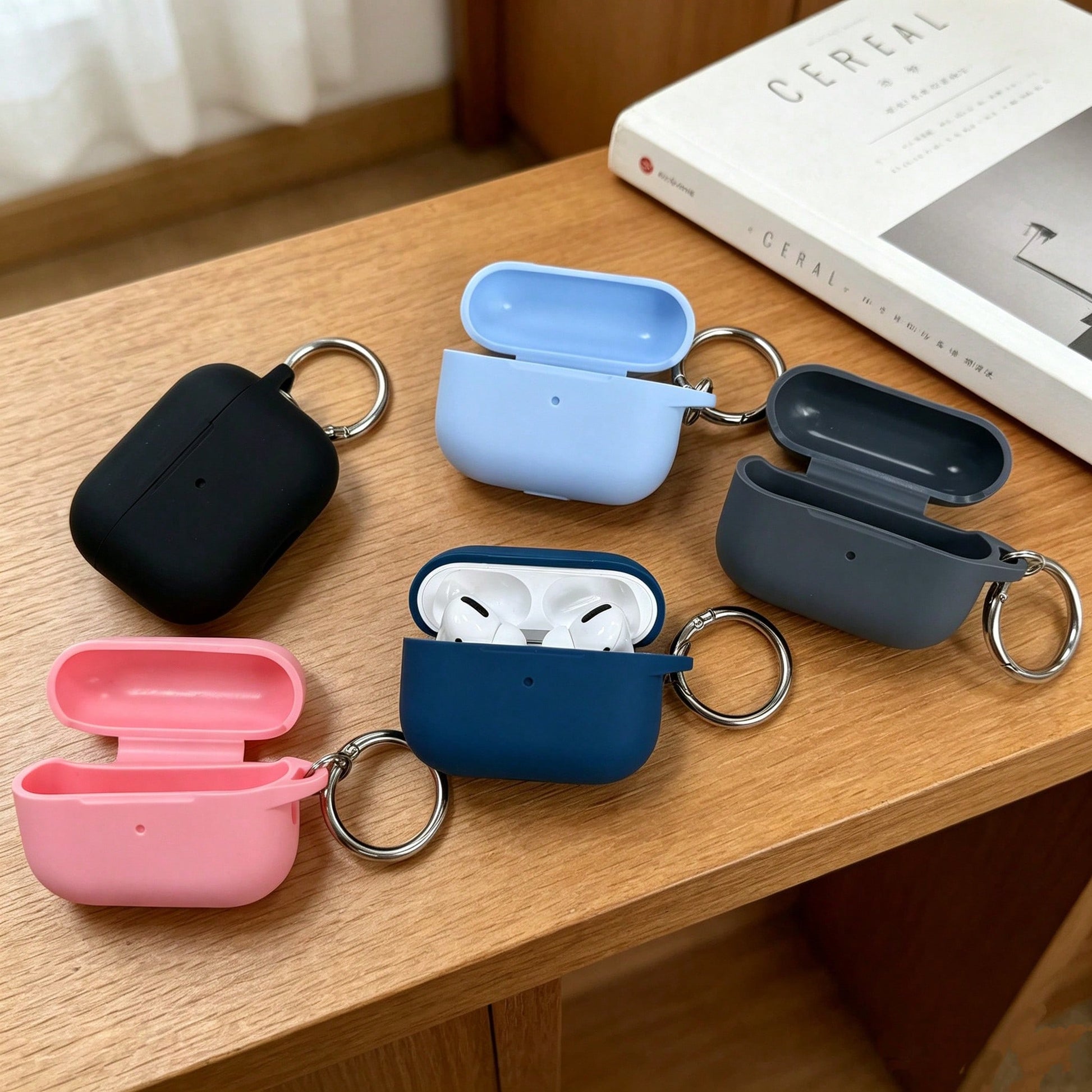 1pc Solid Color Silicone Earphone Case Compatible With Air Po D, Air Po D Silicone One-Piece Solid Color Protective Cover