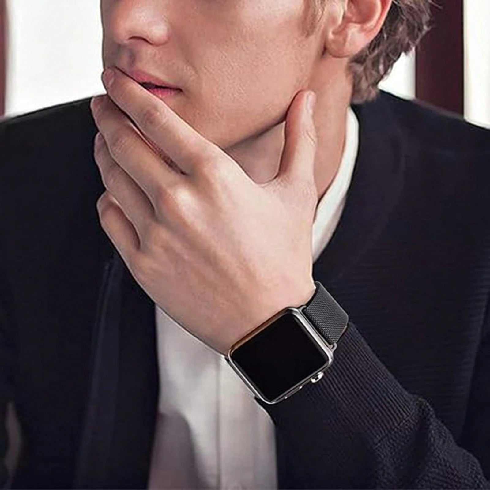 1pc Stainless Steel Magnetic Metal Watch Band Compatible With Apple Smartwatch 40mm 41mm 38mm 42mm 44mm 45mm 46mm 49mm Fashionable Adjustable Milanese Strap Compatible With Apple Watch I-Watch Series