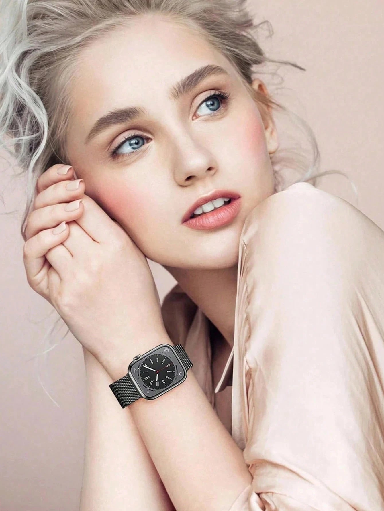 1pc Stainless Steel Magnetic Metal Watch Band Compatible With Apple Smartwatch 40mm 41mm 38mm 42mm 44mm 45mm 46mm 49mm Fashionable Adjustable Milanese Strap Compatible With Apple Watch I-Watch Series