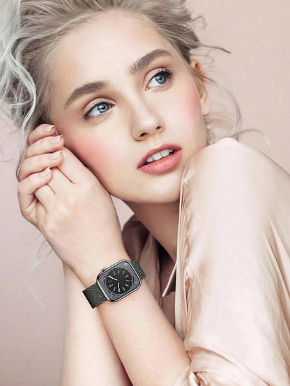 1pc Stainless Steel Magnetic Metal Watch Band Compatible With Apple Smartwatch 40mm 41mm 38mm 42mm 44mm 45mm 46mm 49mm Fashionable Adjustable Milanese Strap Compatible With Apple Watch I-Watch Series