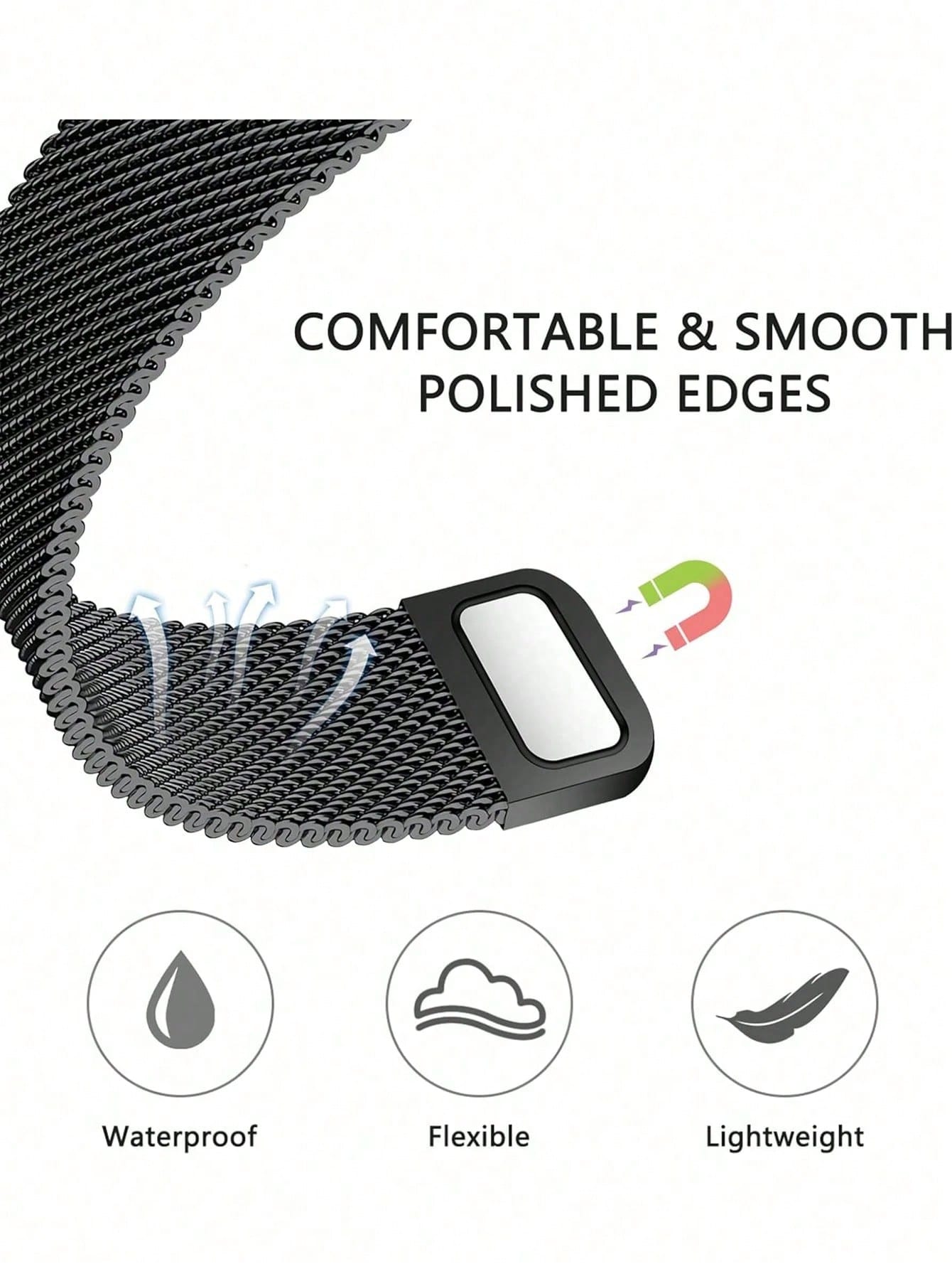 1pc Stainless Steel Magnetic Metal Watch Band Compatible With Apple Smartwatch 40mm 41mm 38mm 42mm 44mm 45mm 46mm 49mm Fashionable Adjustable Milanese Strap Compatible With Apple Watch I-Watch Series