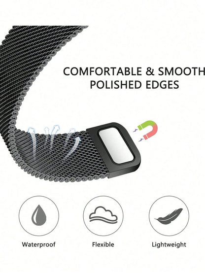 1pc Stainless Steel Magnetic Metal Watch Band Compatible With Apple Smartwatch 40mm 41mm 38mm 42mm 44mm 45mm 46mm 49mm Fashionable Adjustable Milanese Strap Compatible With Apple Watch I-Watch Series