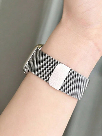 1pc Stainless Steel Magnetic Metal Watch Band Compatible With Apple Smartwatch 40mm 41mm 38mm 42mm 44mm 45mm 46mm 49mm Fashionable Adjustable Milanese Strap Compatible With Apple Watch I-Watch Series