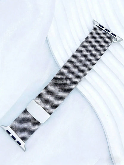 1pc Stainless Steel Magnetic Metal Watch Band Compatible With Apple Smartwatch 40mm 41mm 38mm 42mm 44mm 45mm 46mm 49mm Fashionable Adjustable Milanese Strap Compatible With Apple Watch I-Watch Series