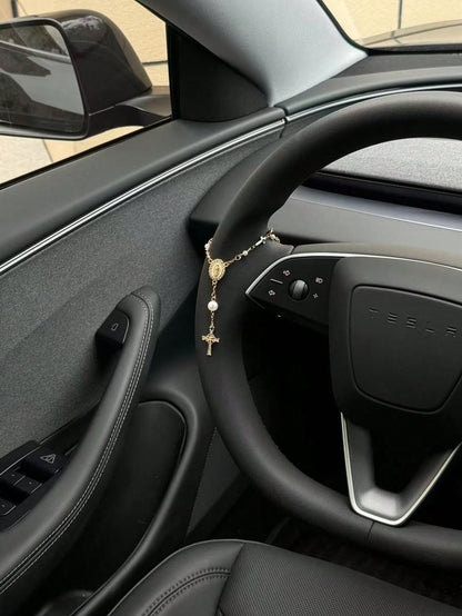 1pc Steering Wheel Rosary Ornament| Rosary Car Pendant Accessory| Car Decor| Car Pendant| Unique Fashion Car Pendant Decoration