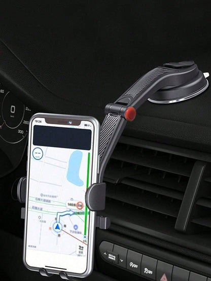 1pc Suction Cup Car Phone Holder, Mobile Smartphone Holder, Tablet Car Mount, Suitable For Dashboard And Windshield, With Extendable Arm And One-Click Release, Easy Installation