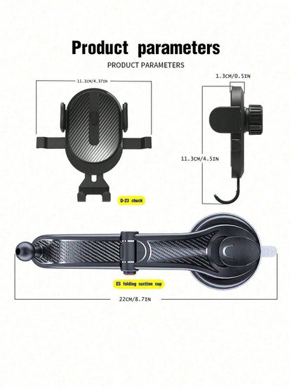 1pc Suction Cup Car Phone Holder, Mobile Smartphone Holder, Tablet Car Mount, Suitable For Dashboard And Windshield, With Extendable Arm And One-Click Release, Easy Installation