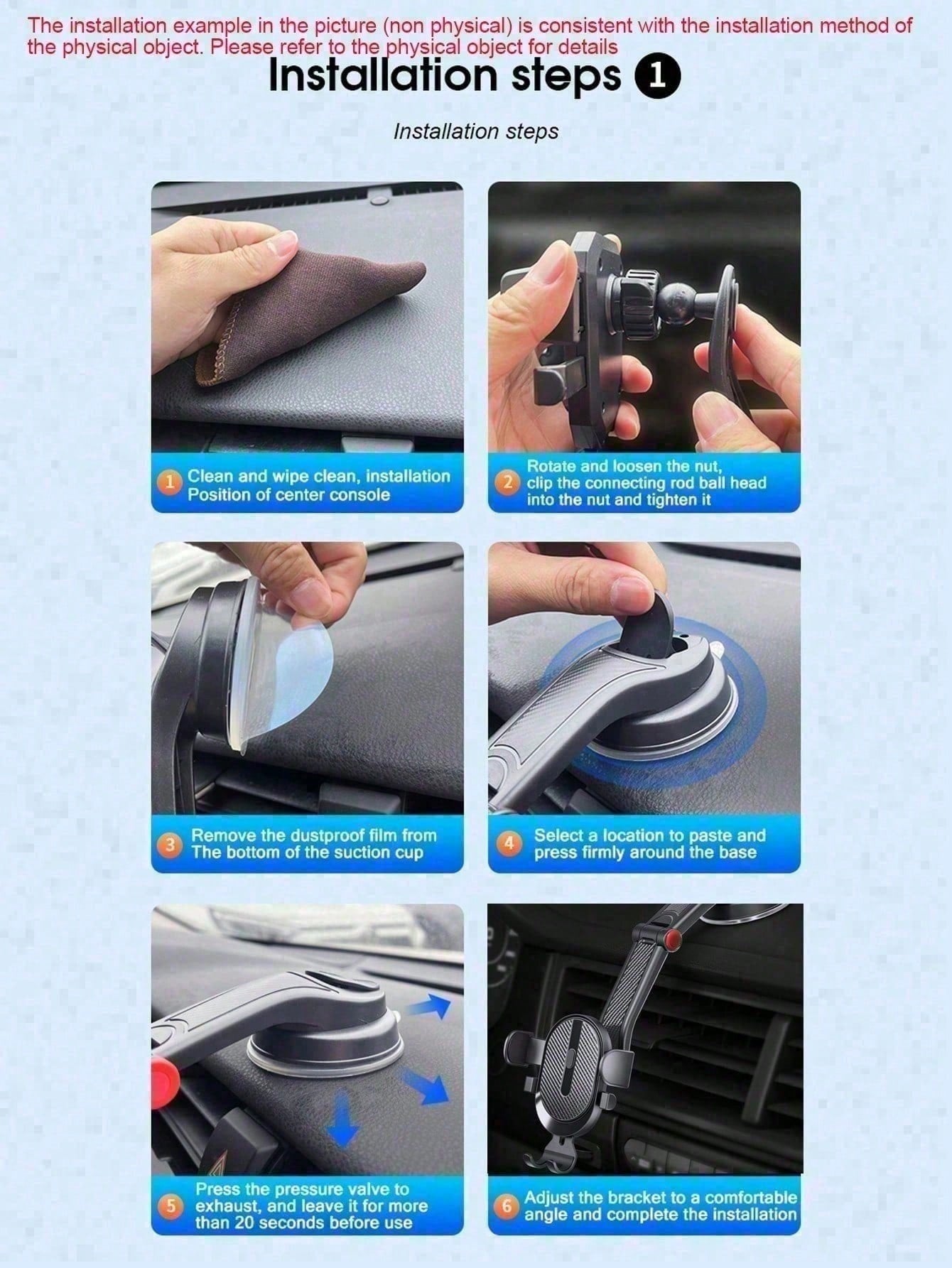 1pc Suction Cup Car Phone Holder, Mobile Smartphone Holder, Tablet Car Mount, Suitable For Dashboard And Windshield, With Extendable Arm And One-Click Release, Easy Installation