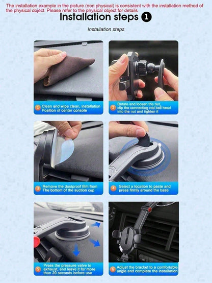 1pc Suction Cup Car Phone Holder, Mobile Smartphone Holder, Tablet Car Mount, Suitable For Dashboard And Windshield, With Extendable Arm And One-Click Release, Easy Installation