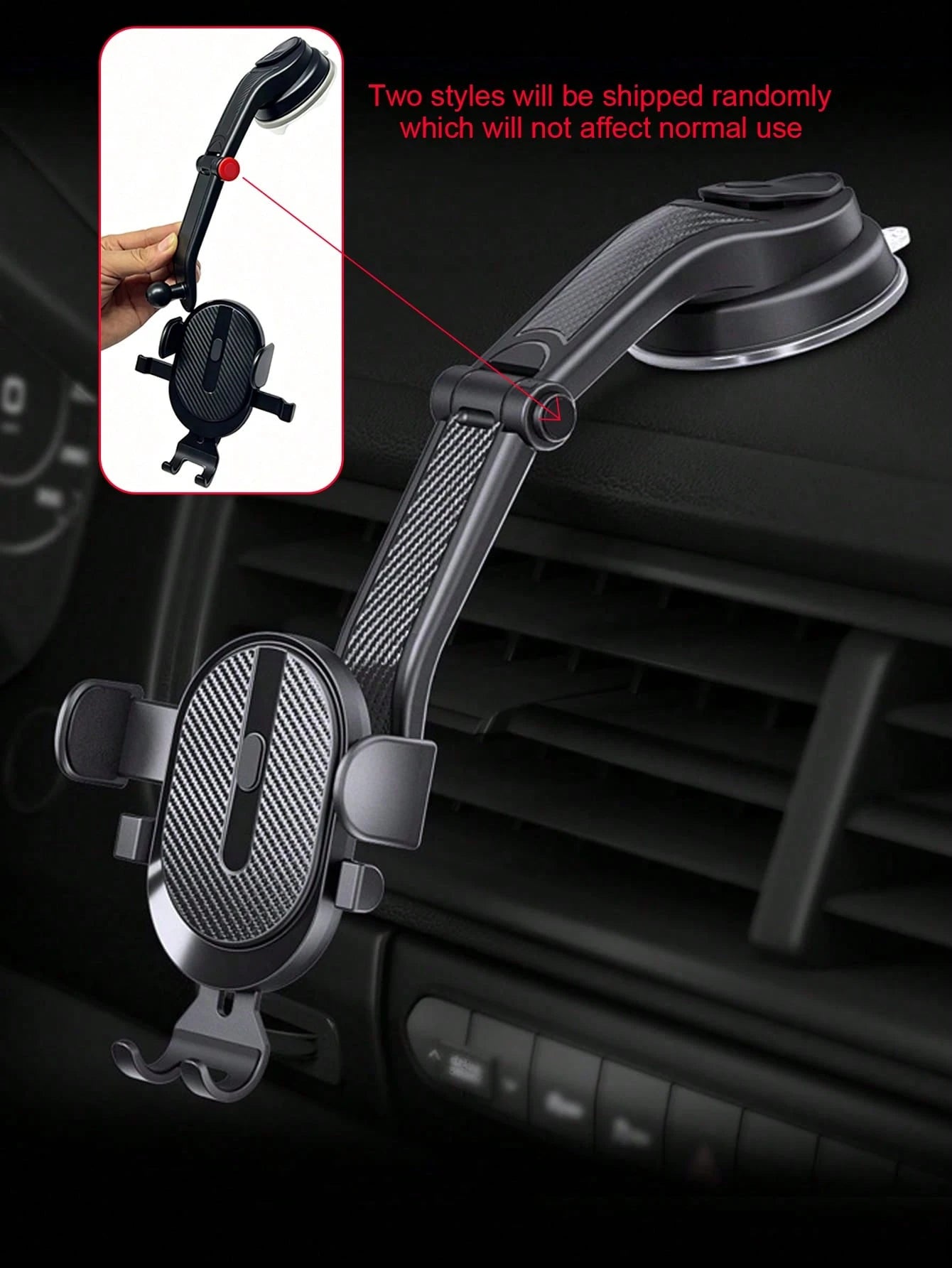 1pc Suction Cup Car Phone Holder, Mobile Smartphone Holder, Tablet Car Mount, Suitable For Dashboard And Windshield, With Extendable Arm And One-Click Release, Easy Installation