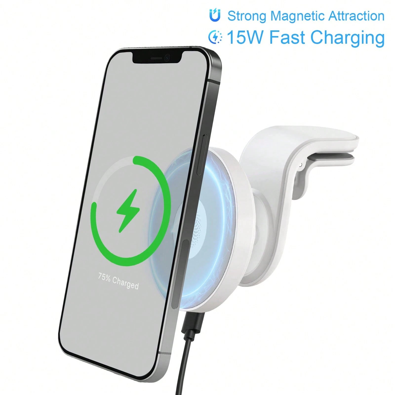 1pc Suitable For Magsafe Car Charger 15W Fast Charging Magnetic Wireless Car Charger Suitable For IPhone 15/14/13/12 Magsafe Phone Holder Air Outlet Phone Holder Supports Wireless Charging Function
