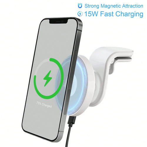 1pc Suitable For Magsafe Car Charger 15W Fast Charging Magnetic Wireless Car Charger Suitable For IPhone 15/14/13/12 Magsafe Phone Holder Air Outlet Phone Holder Supports Wireless Charging Function