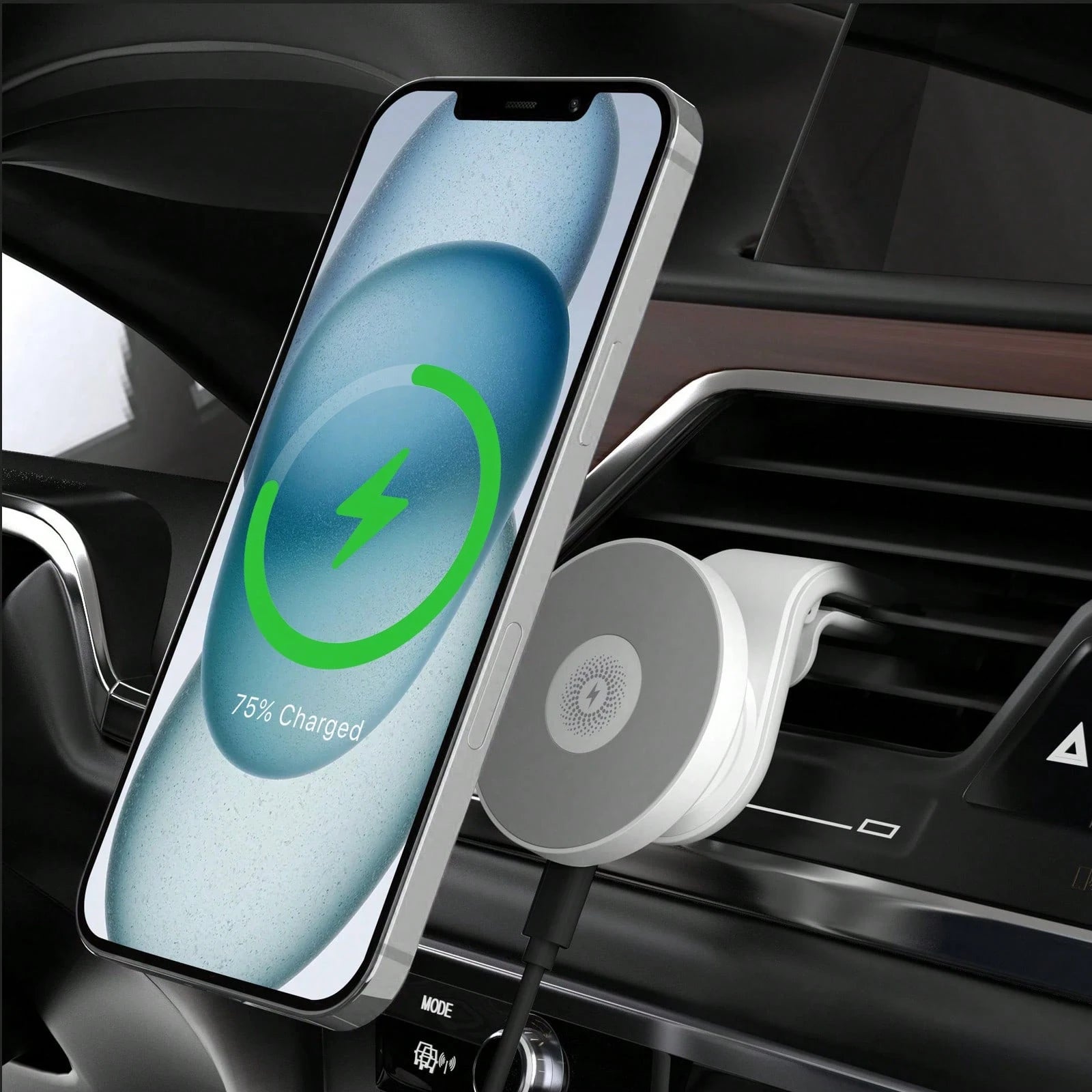 1pc Suitable For Magsafe Car Charger 15W Fast Charging Magnetic Wireless Car Charger Suitable For IPhone 15/14/13/12 Magsafe Phone Holder Air Outlet Phone Holder Supports Wireless Charging Function