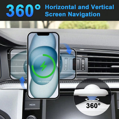 1pc Suitable For Magsafe Car Charger 15W Fast Charging Magnetic Wireless Car Charger Suitable For IPhone 15/14/13/12 Magsafe Phone Holder Air Outlet Phone Holder Supports Wireless Charging Function