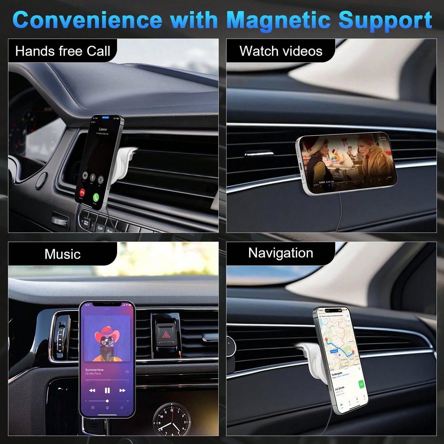 1pc Suitable For Magsafe Car Charger 15W Fast Charging Magnetic Wireless Car Charger Suitable For IPhone 15/14/13/12 Magsafe Phone Holder Air Outlet Phone Holder Supports Wireless Charging Function