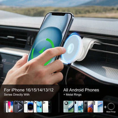 1pc Suitable For Magsafe Car Charger 15W Fast Charging Magnetic Wireless Car Charger Suitable For IPhone 15/14/13/12 Magsafe Phone Holder Air Outlet Phone Holder Supports Wireless Charging Function