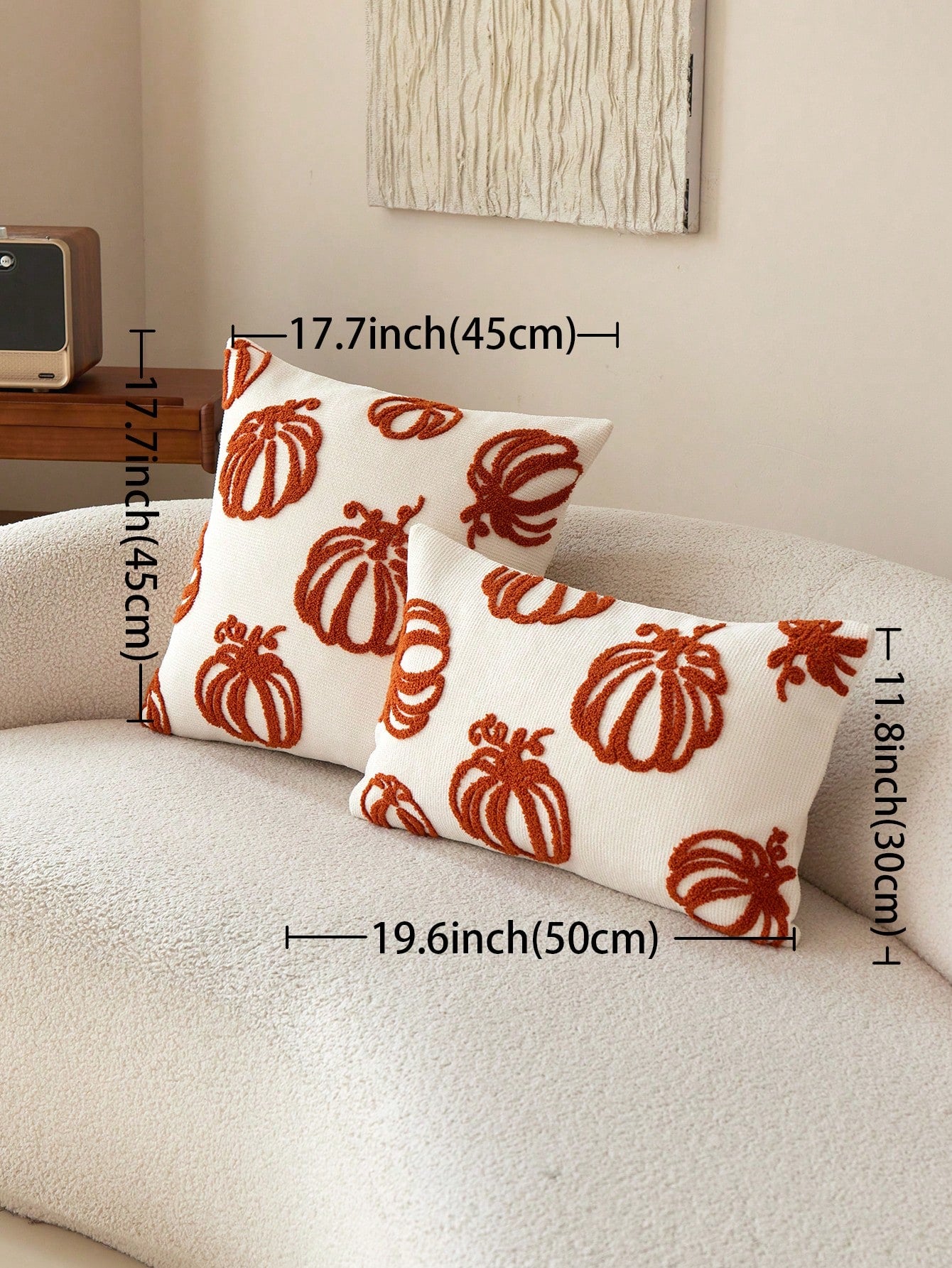 1pc Thanksgiving Beige Pumpkin Embroidered Throw Pillow Cover, Suitable For Indoor Decor, Harvest Festival Decorative Pillow Cover, Pillow Insert Not Included