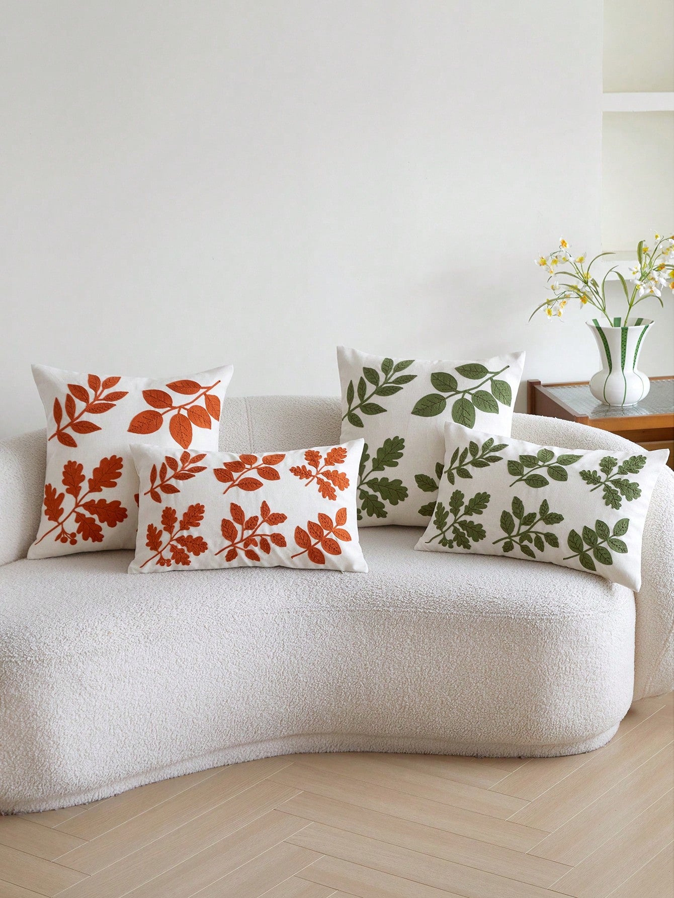 1pc Thanksgiving Maple Leaf Embroidered Pillow Case, Autumn Orange Leaf Pillow Cover, Suitable For Indoor Decoration, Harvest Festival Decor, All Season Pillow Case, Without Insert
