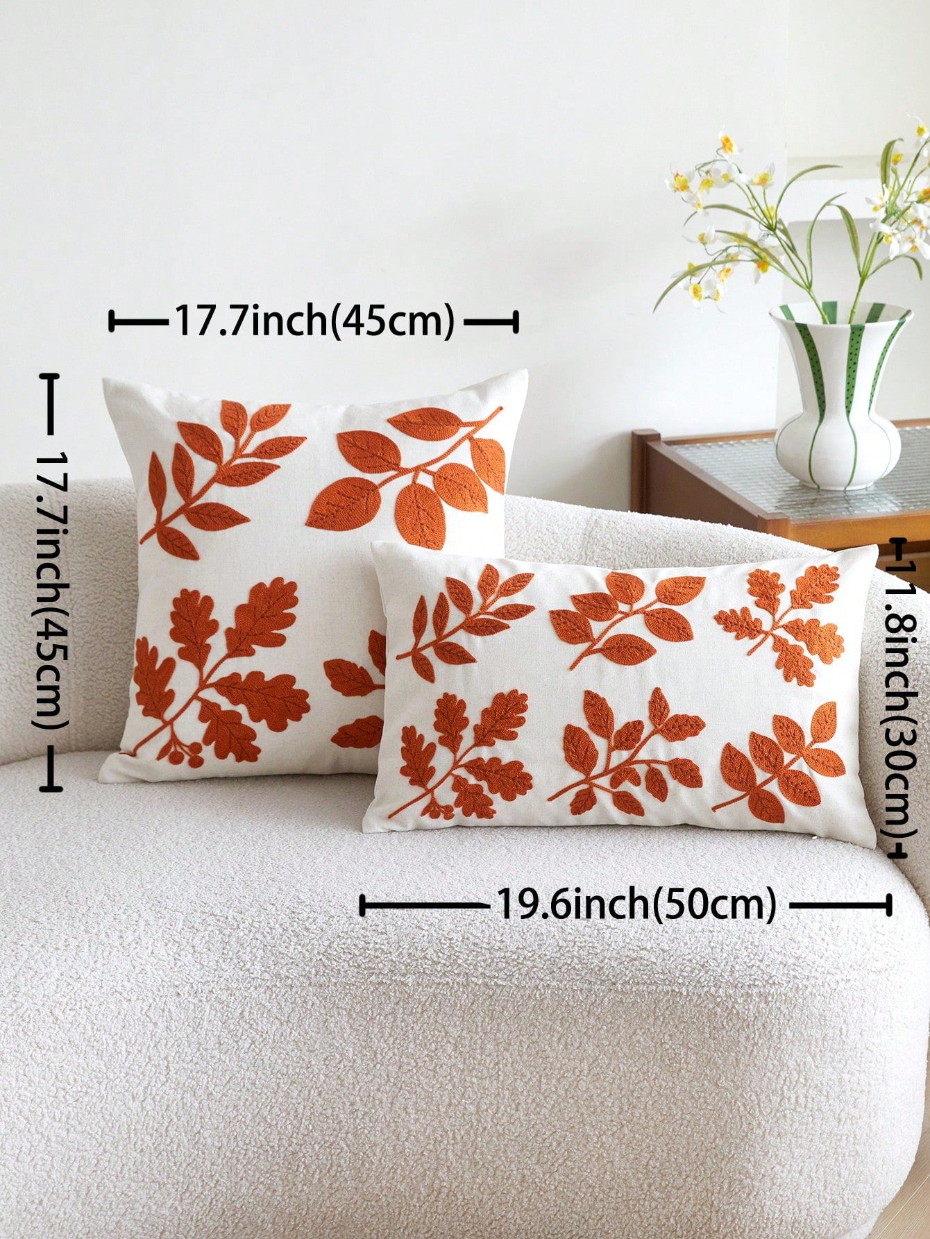 1pc Thanksgiving Maple Leaf Embroidered Pillow Case, Autumn Orange Leaf Pillow Cover, Suitable For Indoor Decoration, Harvest Festival Decor, All Season Pillow Case, Without Insert