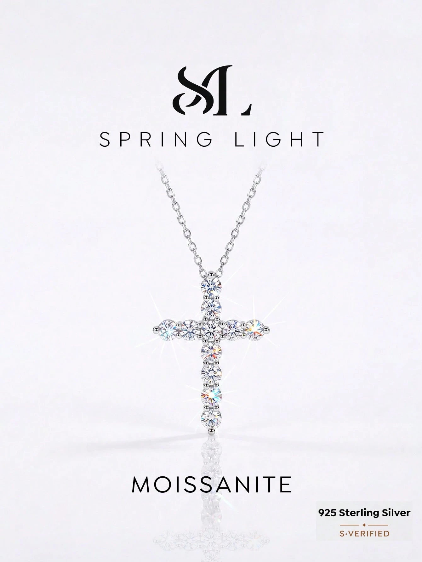 1PC Total Carat Weight: 1.1 Ct Elegant And Stylish Cross-Shaped Mozanite Necklace 925 Sterling Silver,Perfect For Weddings Dances, And Other Occasions