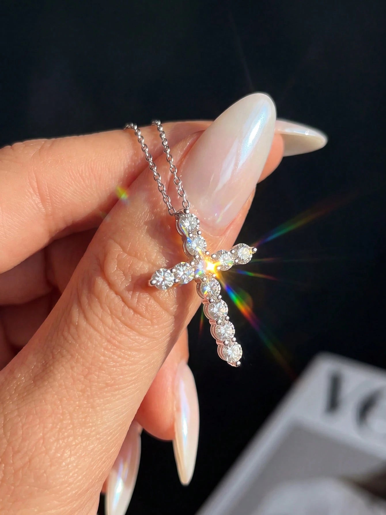 1PC Total Carat Weight: 1.1 Ct Elegant And Stylish Cross-Shaped Mozanite Necklace 925 Sterling Silver,Perfect For Weddings Dances, And Other Occasions