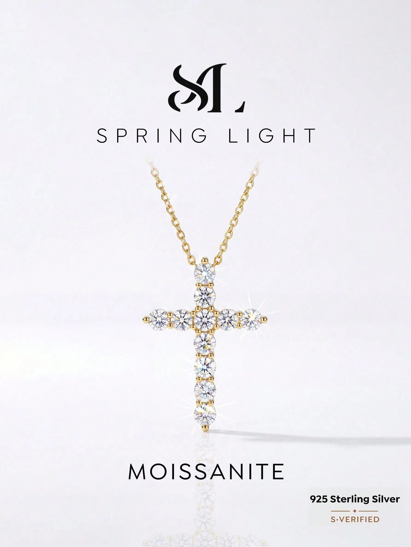 1PC Total Carat Weight: 1.1 Ct Elegant And Stylish Cross-Shaped Mozanite Necklace 925 Sterling Silver,Perfect For Weddings Dances, And Other Occasions