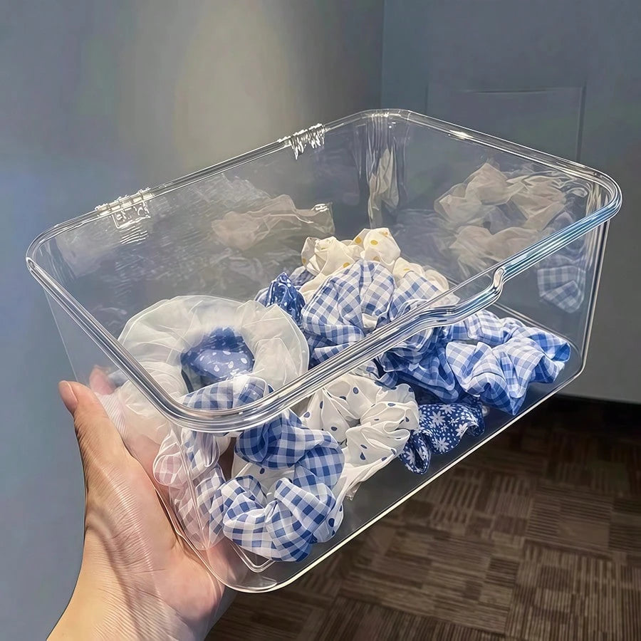 1pc Transparent Dust-Proof Flip Cover Storage Box, Suitable For Hair Clips, Headbands, Elastic Bands, Desktop Organizer, Stackable Drawers, Applicable For Vanity, Bathroom, Gift For Girlfriend,Room De