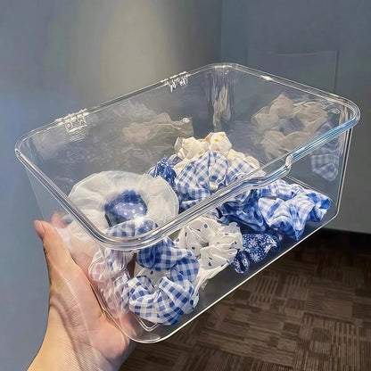 1pc Transparent Dust-Proof Flip Cover Storage Box, Suitable For Hair Clips, Headbands, Elastic Bands, Desktop Organizer, Stackable Drawers, Applicable For Vanity, Bathroom, Gift For Girlfriend,Room De