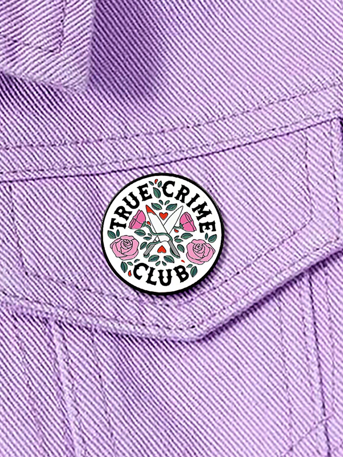1pc True Crime Club Design Printed Pin Custom New Fashion Brooch Accessory For Women Halloween Gifts Valentine's Day Dress Accessories Pin For Clothes Bag Charm Backpack For School Office Accessories