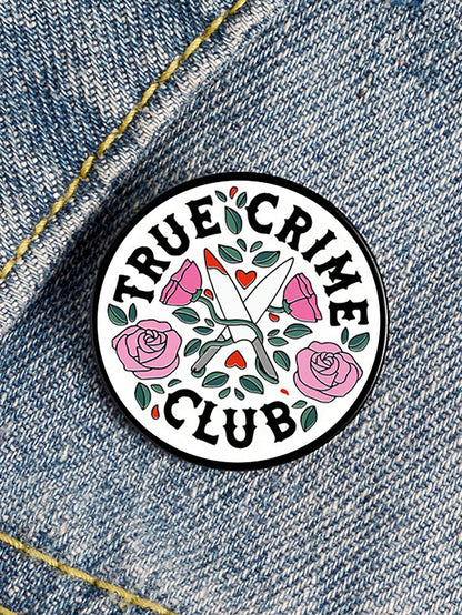 1pc True Crime Club Design Printed Pin Custom New Fashion Brooch Accessory For Women Halloween Gifts Valentine's Day Dress Accessories Pin For Clothes Bag Charm Backpack For School Office Accessories