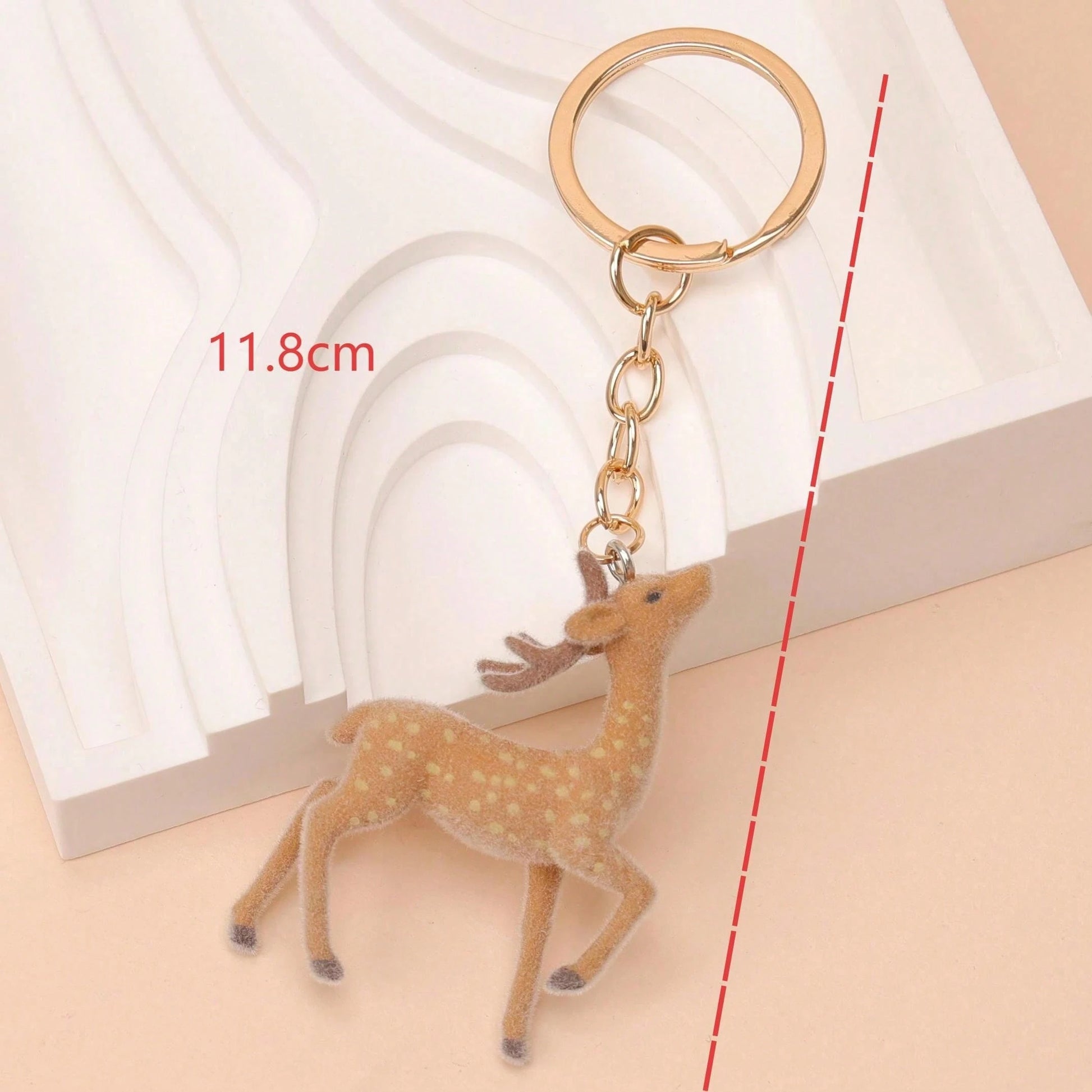 1pc Unisex Flocked Series Keychain Cute Deer & Plum Blossom Deer Accessory Bag Pendant