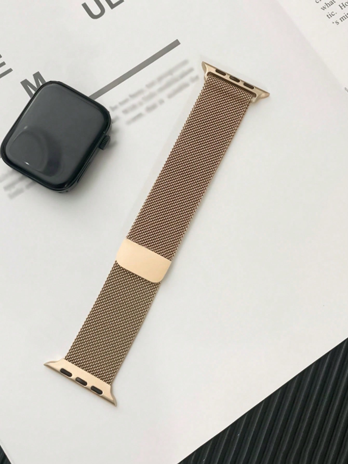 1pc Unisex Stainless Steel Milanese Loop Magnet Strap Compatible With 45/49/38/40/41/42/44 Mm Apple Watch Series 1/2/3/4/5/6/7/8/se