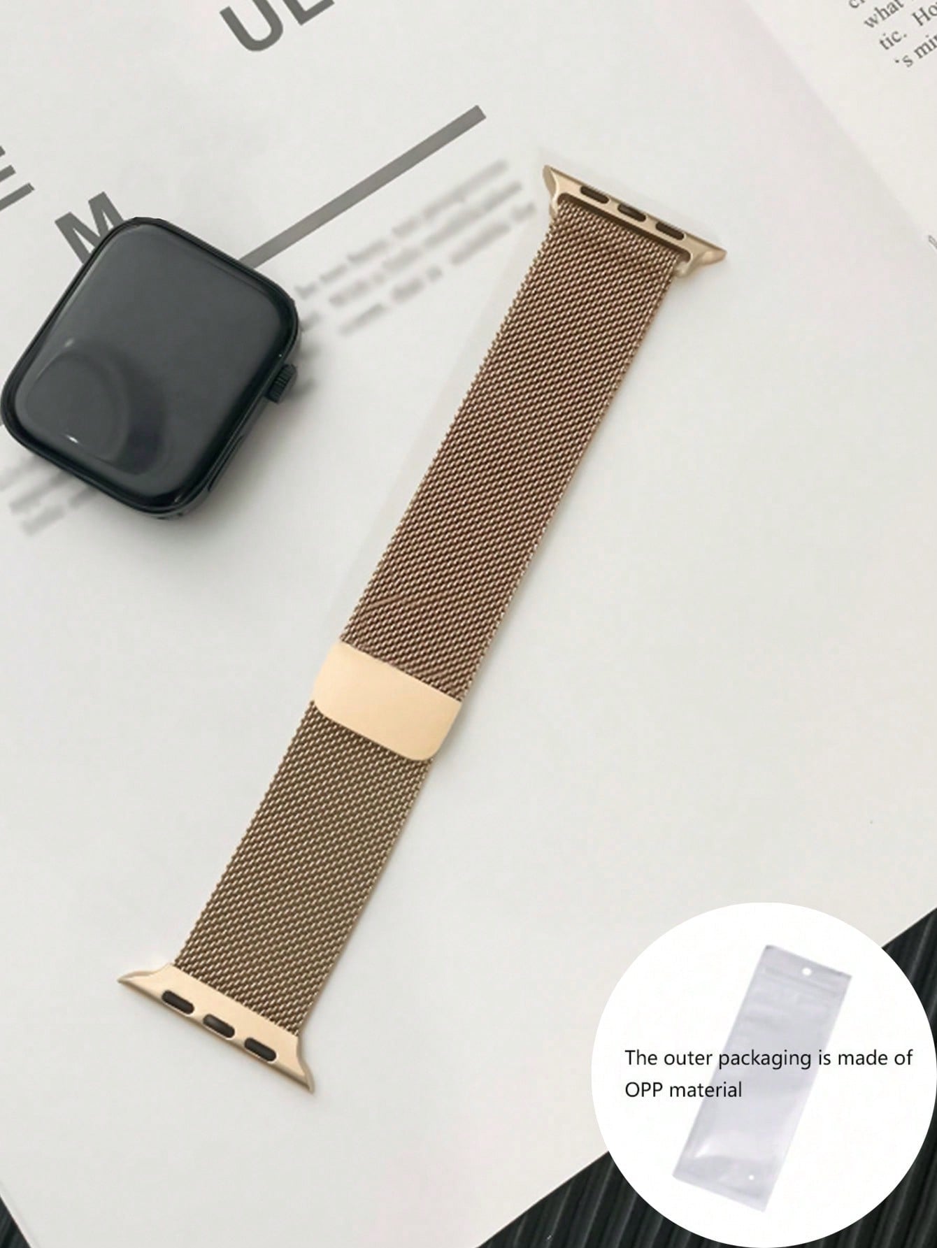 1pc Unisex Stainless Steel Milanese Loop Magnet Strap Compatible With 45/49/38/40/41/42/44 Mm Apple Watch Series 1/2/3/4/5/6/7/8/se