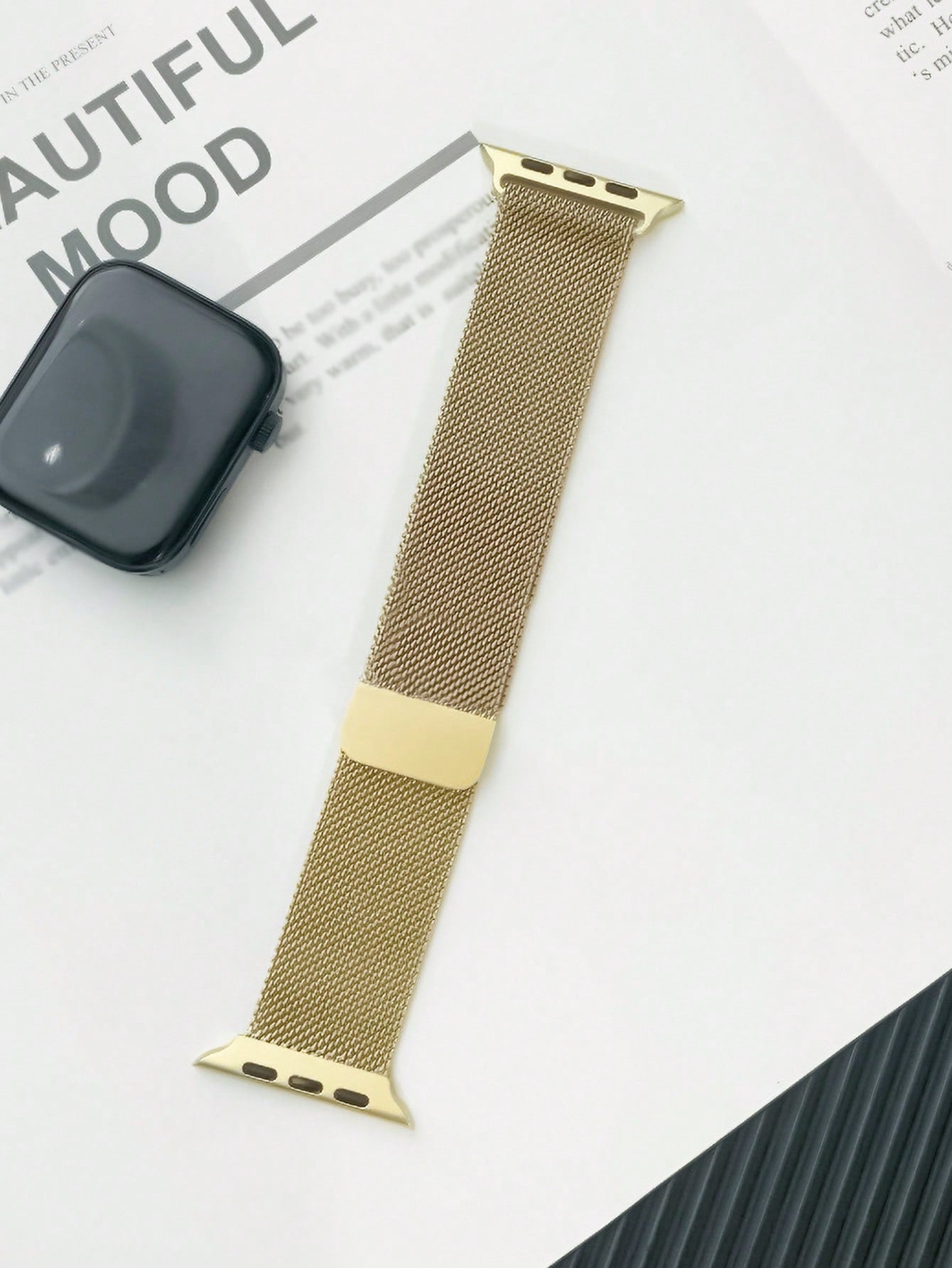 1pc Unisex Stainless Steel Milanese Loop Magnet Strap Compatible With 45/49/38/40/41/42/44 Mm Apple Watch Series 1/2/3/4/5/6/7/8/se