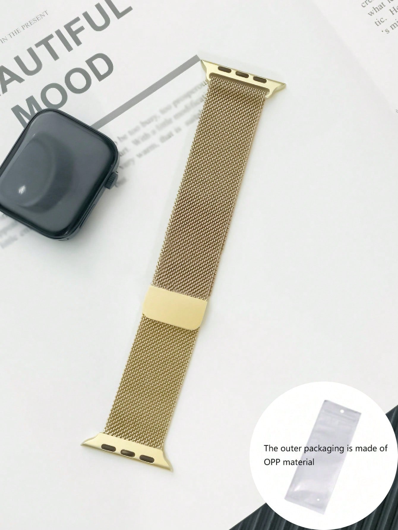 1pc Unisex Stainless Steel Milanese Loop Magnet Strap Compatible With 45/49/38/40/41/42/44 Mm Apple Watch Series 1/2/3/4/5/6/7/8/se