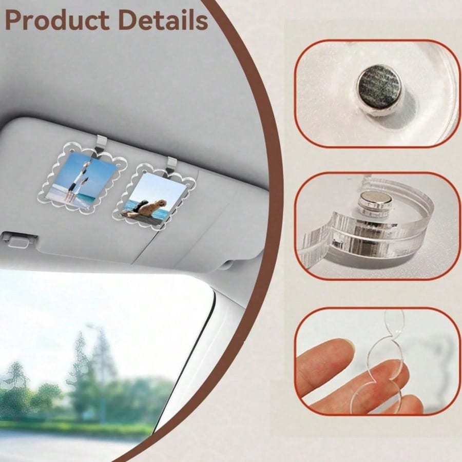 1pc Universal PVC Magnetic Car Sun Visor Clip- Sun Visor Wallet Photo Display, Cute Pet Car Accessory, Ideal Valentine's Day Couple Gift