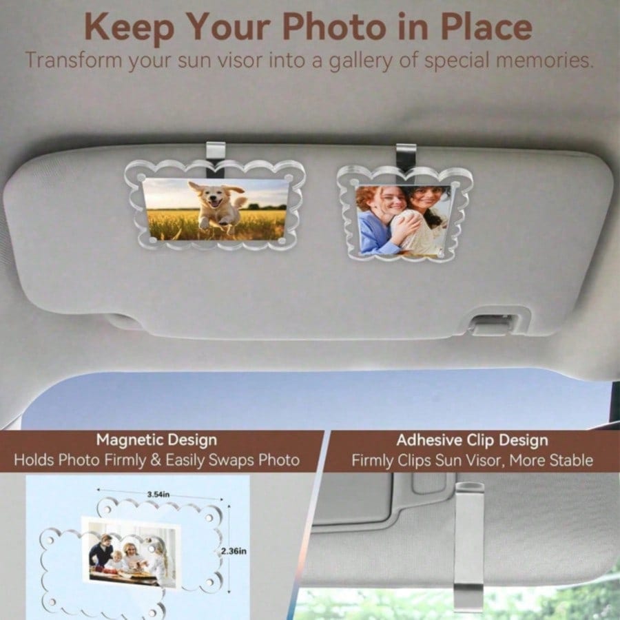 1pc Universal PVC Magnetic Car Sun Visor Clip- Sun Visor Wallet Photo Display, Cute Pet Car Accessory, Ideal Valentine's Day Couple Gift
