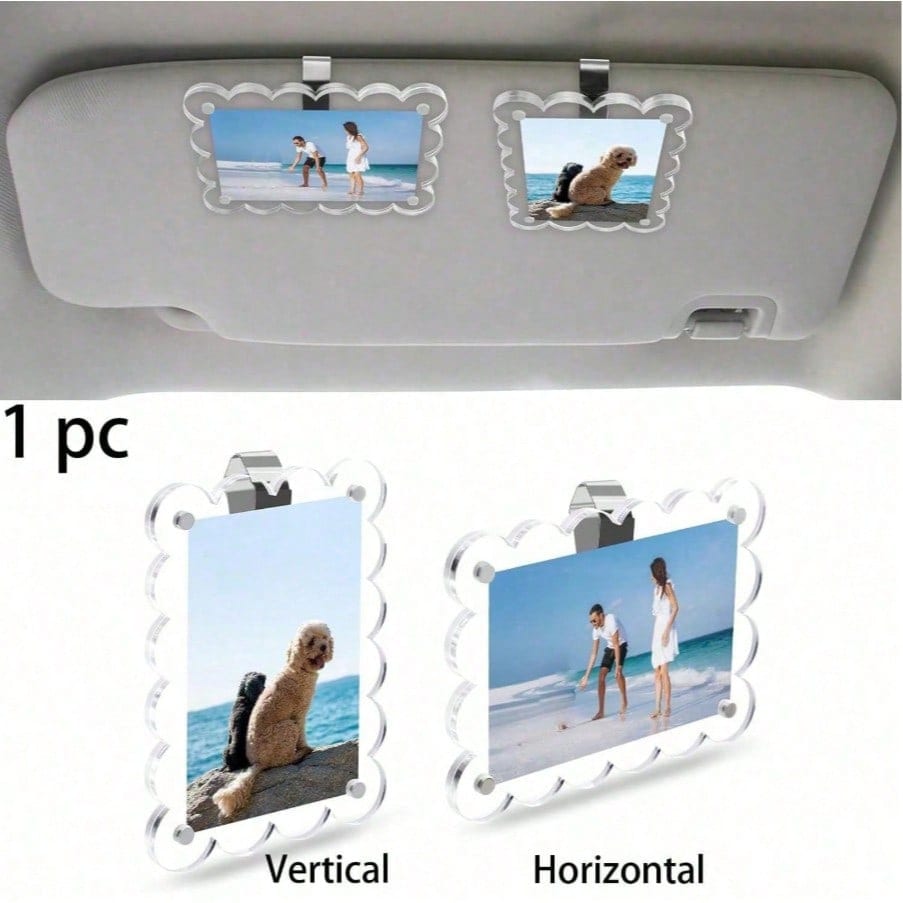 1pc Universal PVC Magnetic Car Sun Visor Clip- Sun Visor Wallet Photo Display, Cute Pet Car Accessory, Ideal Valentine's Day Couple Gift
