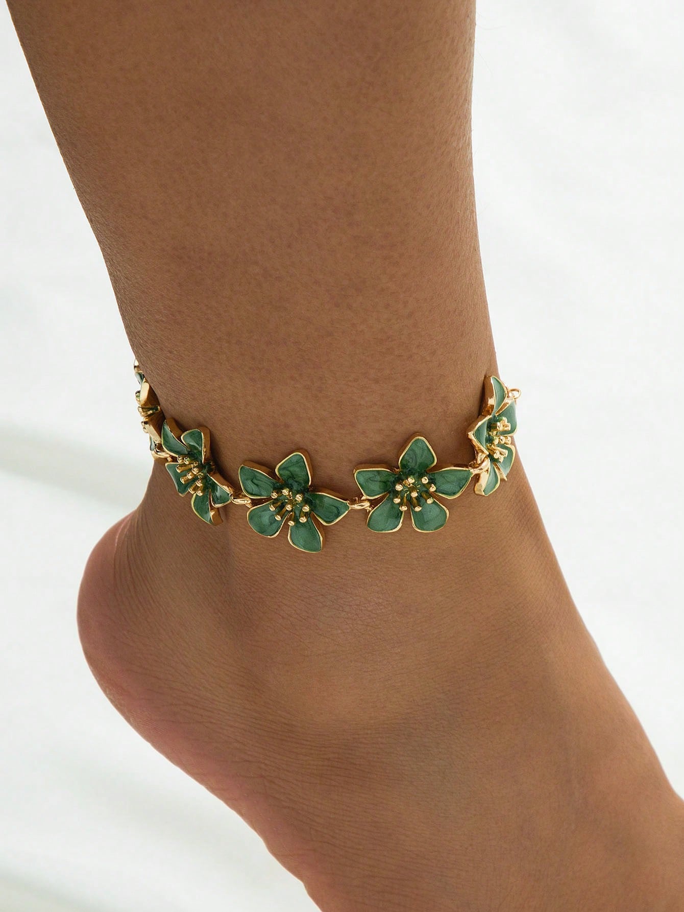 1pc Vacation Style Fresh & Energetic Retro Vibe Dopamine Orange Floral Charm Anklet, Suitable For Holiday/Travel/Date/Daily Wear, Elegant Ladies Jewelry
