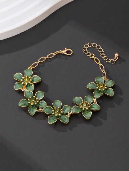 1pc Vacation Style Fresh & Energetic Retro Vibe Dopamine Orange Floral Charm Anklet, Suitable For Holiday/Travel/Date/Daily Wear, Elegant Ladies Jewelry